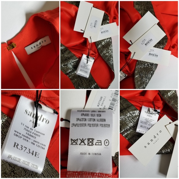 Sandro Reveil Metallic Hem Long Sleeve Shift NWT - Picture 2 of 8